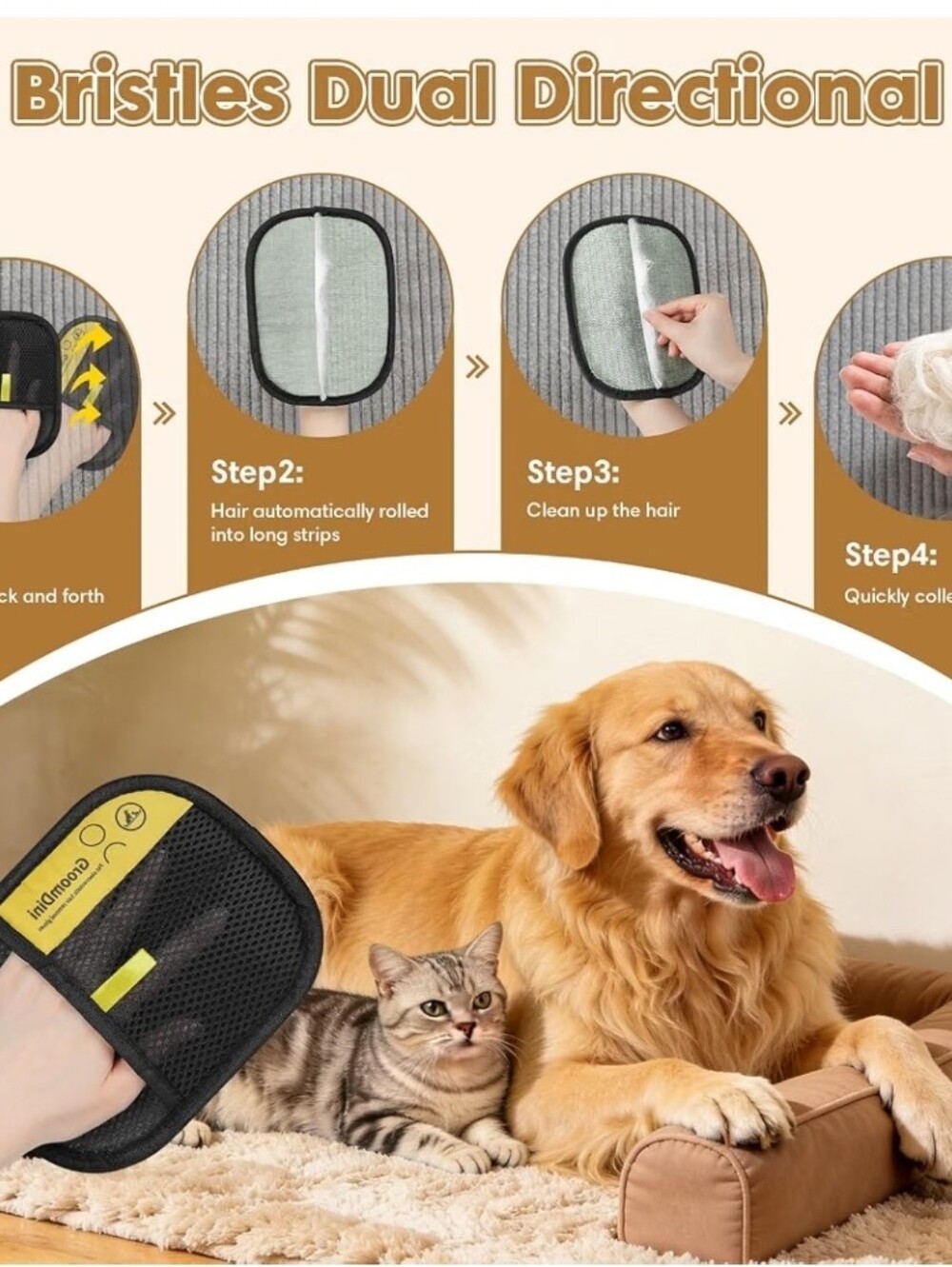 2 PACK- Pet Hair Remover Glove, Electrostatic Laundry Fur Remover, Multi-Surface - Picture 3 of 7